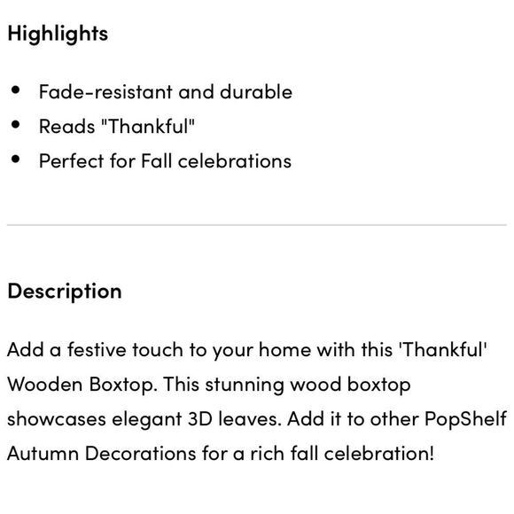 THANKFUL Wooden Sign Fall Decor Autumn Theme Warm Inviting Charm Farmhouse NWT - Picture 7 of 8